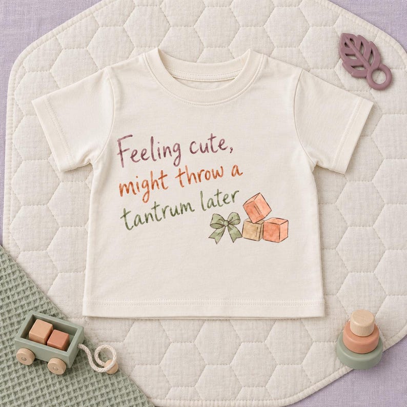 Feeling Cute, Might Throw a Tantrum Later Kids T-shirt, Pastel Building ...