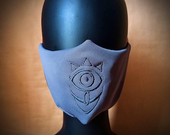 Gezichtsmasker met geborduurd Sheikah-oog, gezichtsmasker voor gamer-cosplay
