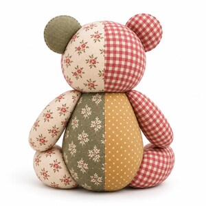 Patrón de costura de oso de peluche conmemorativo, oso de peluche patchwork en PDF, 10 tamaños imprimibles. imagen 5