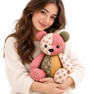 Memory Bear Sewing Pattern PDF, Patchwork Teddy Bear, 10 Sizes image 4