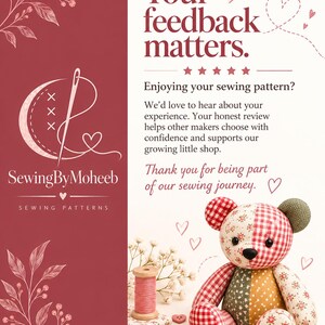 Memory Bear Sewing Pattern PDF, Patchwork Teddy Bear, 10 Sizes image 5