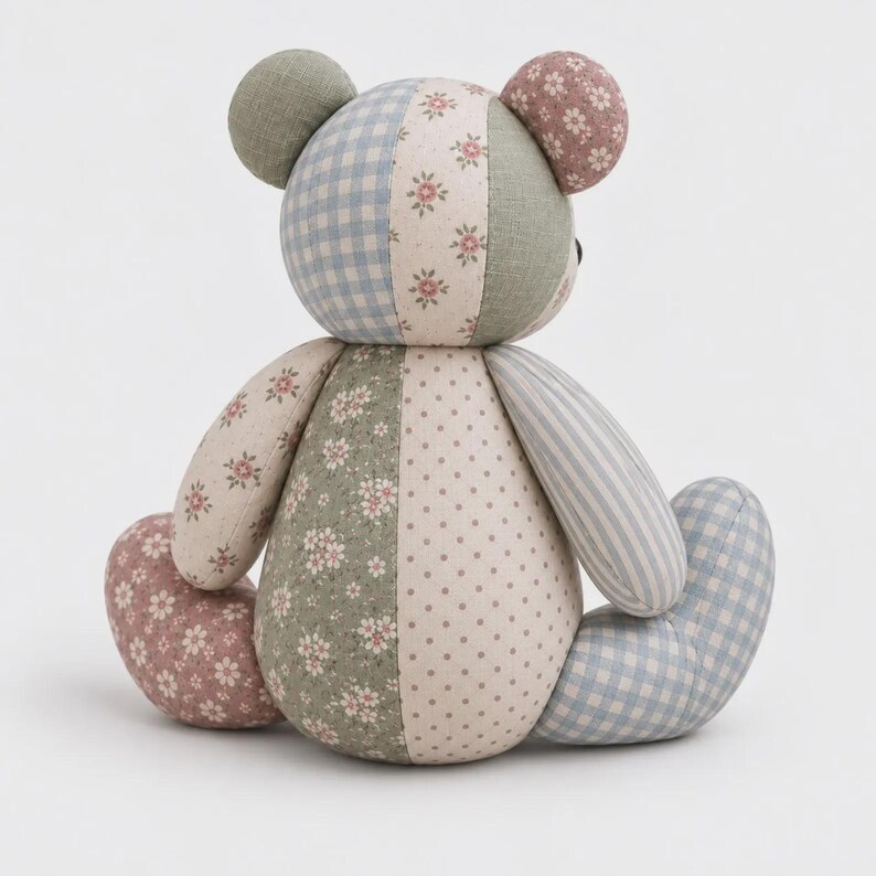 Memory Bear Sewing Pattern PDF, Patchwork Teddy Bear Template, 10 Sizes, A4 & US Letter image 4