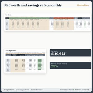 Net Worth Tracker Google Sheets, FIRE Calculator Spreadsheet, Financial Independence Planner, Savings Rate, Early Retirement, Excel image 3