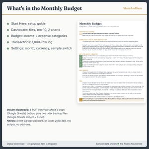Monatsbudget-Tabelle (Google Sheets), Monatsbudgetplaner, einfache Budgetvorlage, Budget vs. Ist-Werte, Ausgabenverfolgung, Excel Bild 6