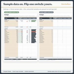 Monatsbudget-Tabelle (Google Sheets), Monatsbudgetplaner, einfache Budgetvorlage, Budget vs. Ist-Werte, Ausgabenverfolgung, Excel Bild 4