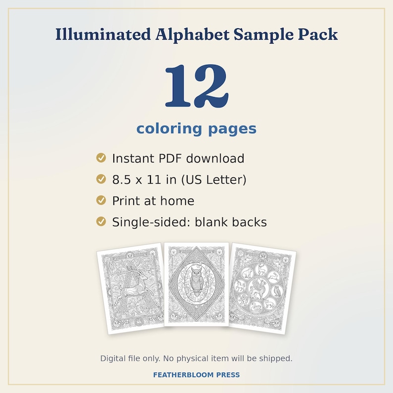 Illuminated Letter Coloring Pages for Adults, Printable Medieval ...
