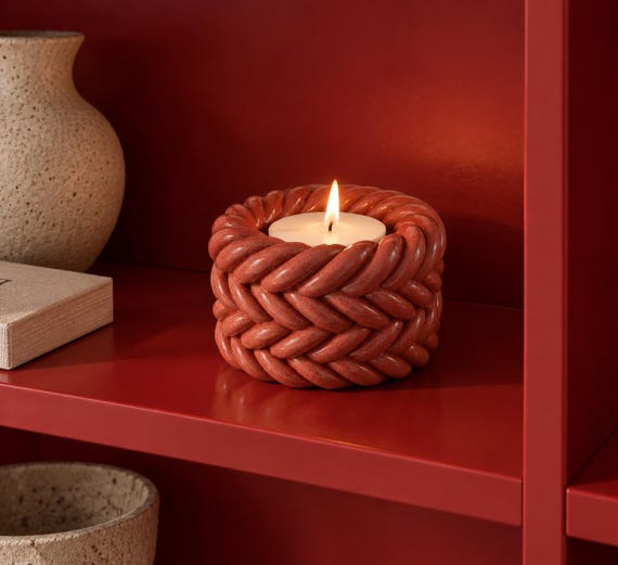 TRECCIA - Porta candele di ceramica