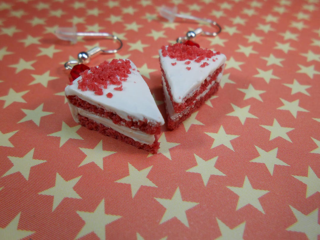 Red Velvet Cake Slice Earrings Miniature Food Jewellery Etsy