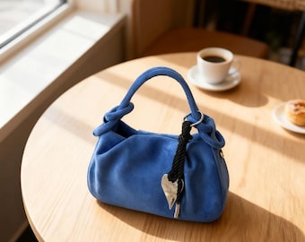 Zamszowa torba na ramię, mała torebka typu crossbody, damska torebka