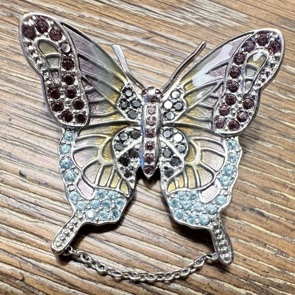 Vintage Judith Leiber Butterfly Brooch Butterfly Pin Crystal & Enamel Wings