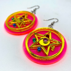 Sailor Moon Compact Earrings - sailor moon earrings sailor moon jewelry kawaii earrings anime manga cute pink