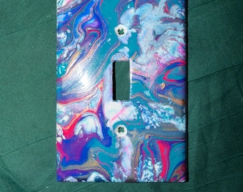 Colorful Marbled Switch Plate: Fun, Unique Wall Decor