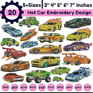 Heiße Auto-Maschinenstickerei-Designs, Oldtimer-Stickerei, japanische Auto-Stickerei, kultige Auto-Stickerei, Disney-Auto-Trendstickerei, 5+ Größen