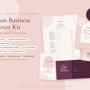 Salon Price List Template, Lash Aftercare Card, Beauty Business Starter Kit, Nail Tech Intake Form, Instagram Posts Canva Editable