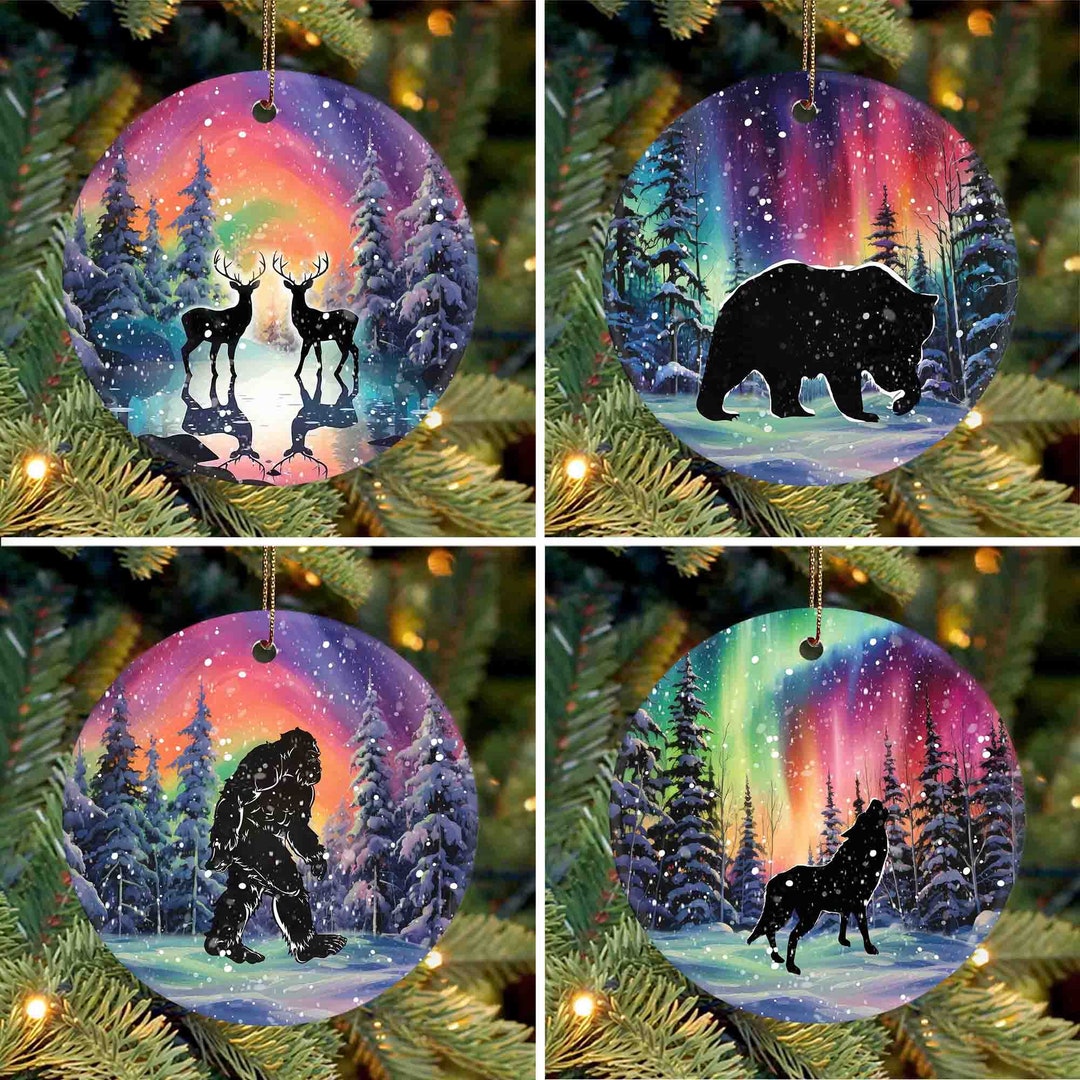 Northern Lights Animals Christmas Ornament Bigoot Ornament - Etsy