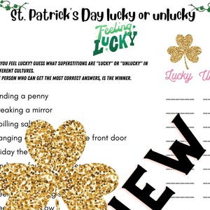 St. Patrick&#39;s Day Lucky Unlucky Game: Cultural Superstitions (PDF)
