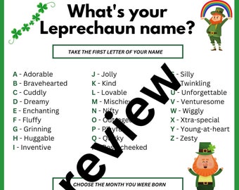 What's your Leprechaun name? - St. Patrick's Day Activity for all Ages