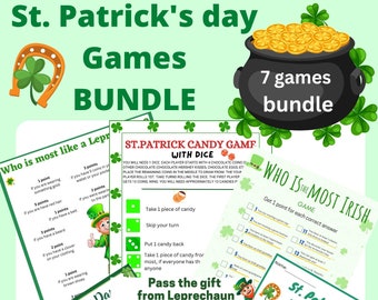 St. Patrick's Day 7 Games BUNDLE - 60% discount/ St. Patrick party game + BONUS game What's your Leprechaun name. Fun for the whole family!