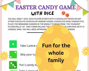 Easter Roll the Dice Candy Game (Chocolate eggs game) candy game (printable dice included)