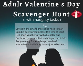 Chasse au trésor de la Saint-Valentin pour adultes (indices de rimes avec des tâches coquines et la lettre d'amour à la fin de la chasse) Jeux romantiques pour adultes)