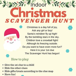 Indoor Merry Christmas Scavenger Hunt Riddles/Clues gift search 18 clues image 1