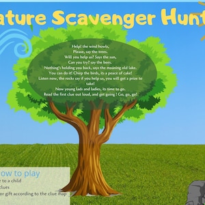 Nature/Outdoor Kids Scavenger Hunt - Rhyming Clues (Riddles)