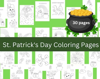 St. Patrick's Day Coloring Page Set - 30 pages - Instant Download - Saint Paddy's Kids Activity - St. Patrick's Party Printable