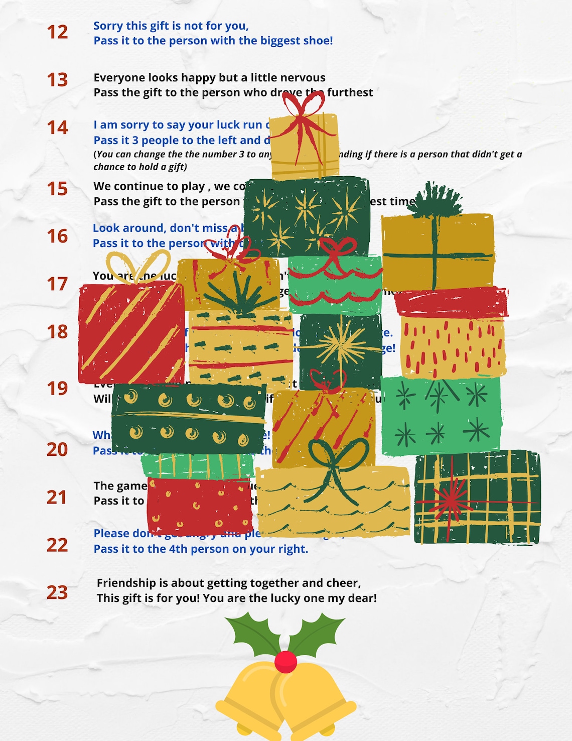 Pass the GIFT Christmas Party Game, Secret Santa Game birthday, Friends