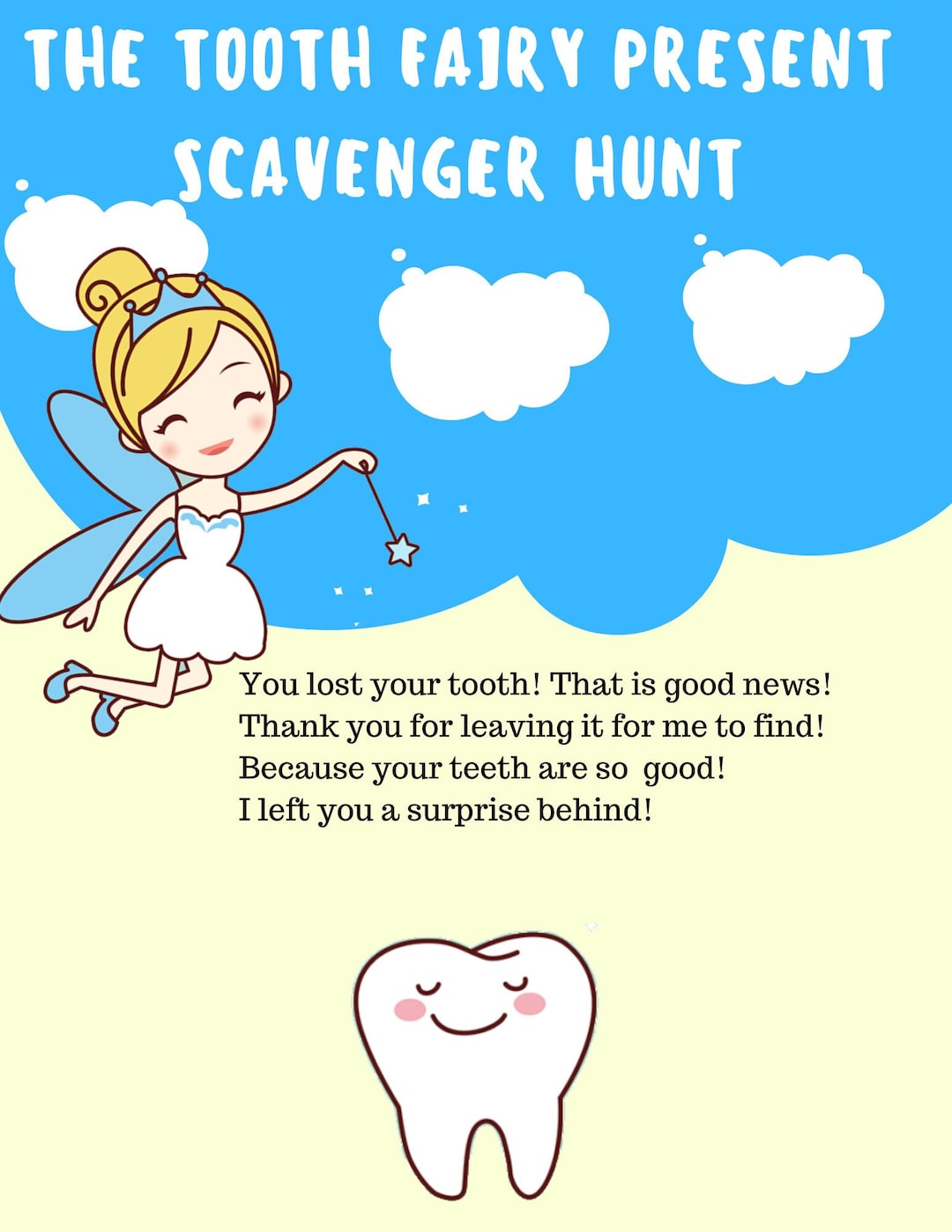 The Tooth Fairy Present Scavenger Hunt Riddles - Etsy