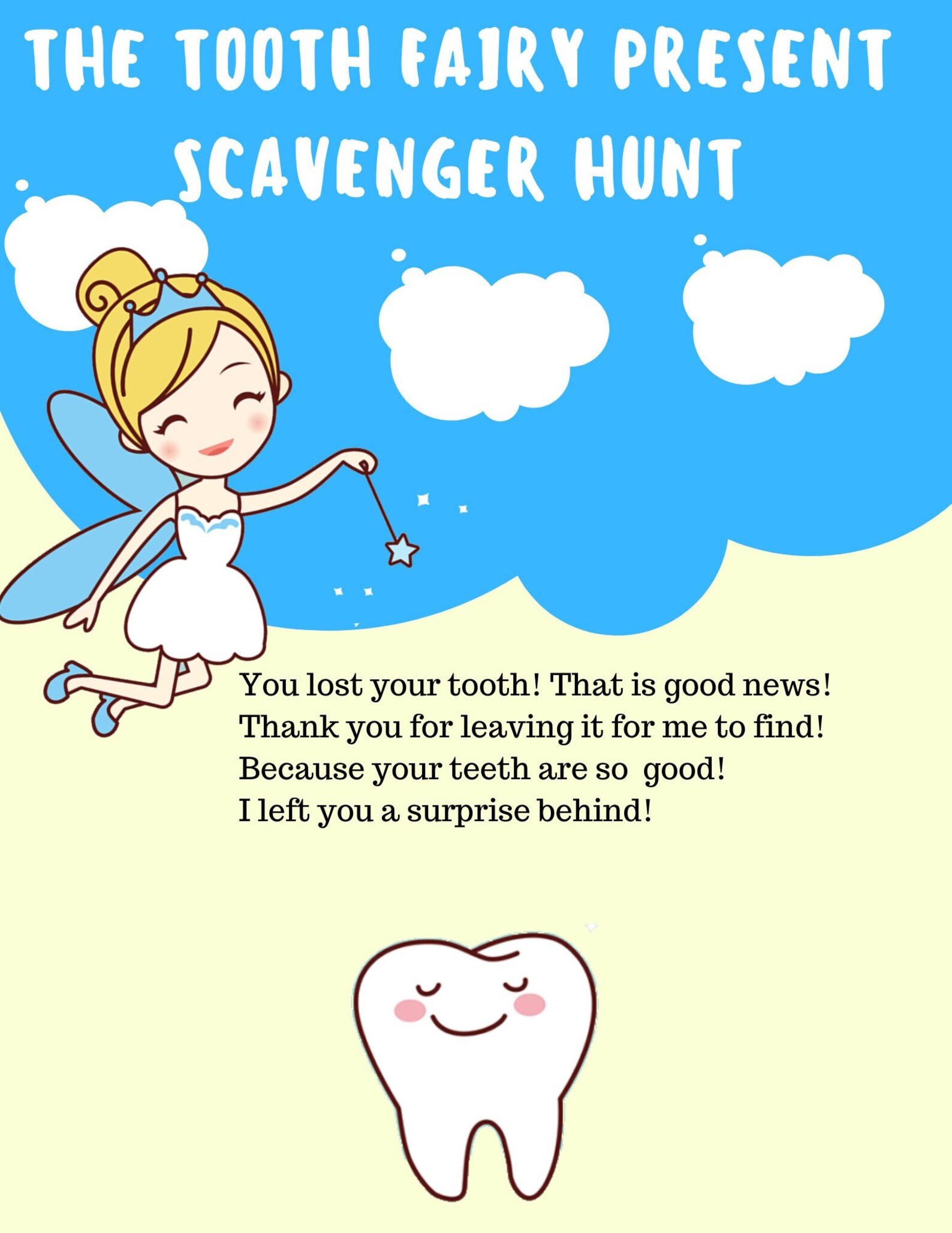 The Tooth Fairy Present Scavenger Hunt Riddles - Etsy