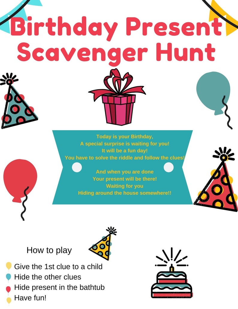 Birthday Scavenger Hunt Riddles - Etsy