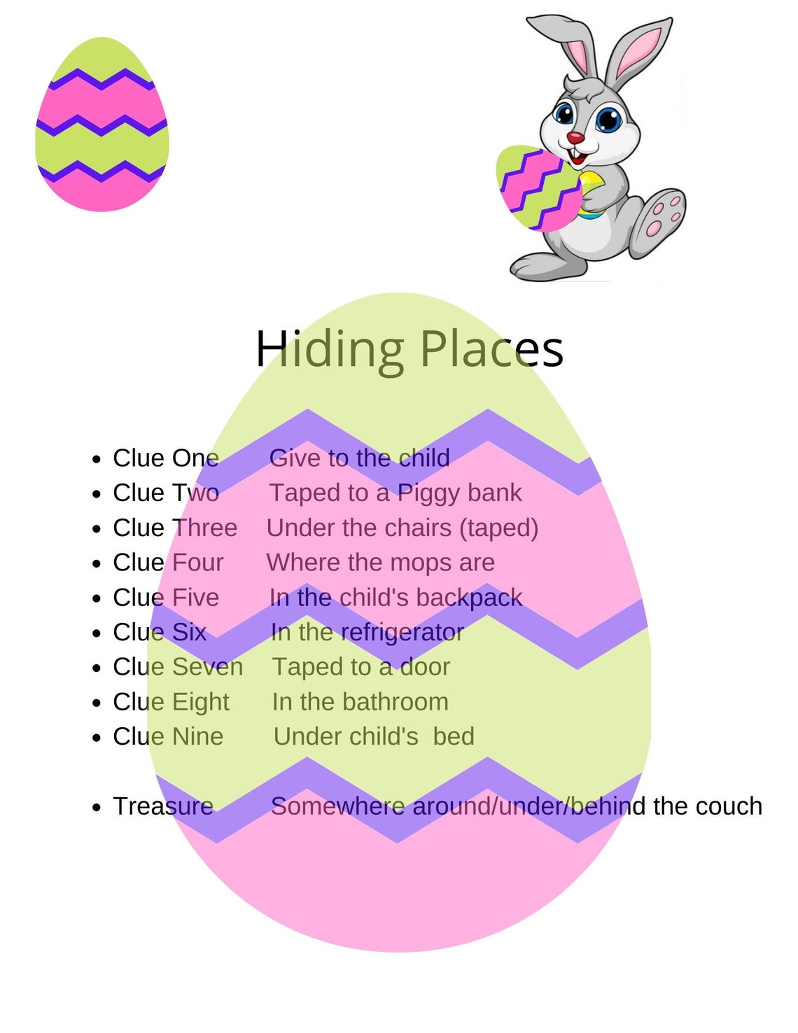 Indoor Easter Scavenger Hunt Riddles for 2 to 4 Kids/ Siblings