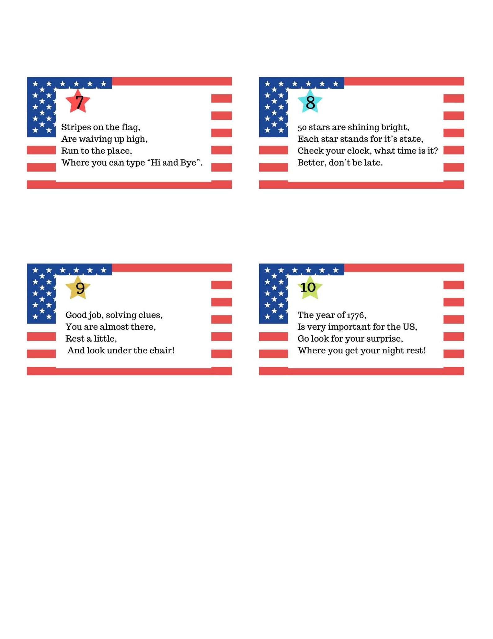 4th of July Scavenger Hunt Riddles Independence Day Etsy
