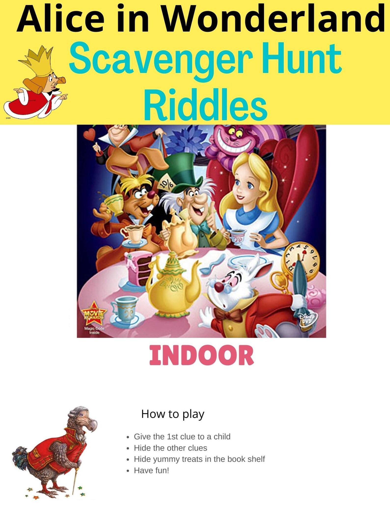 Alice in Wonderland Scavenger Hunt Riddles Etsy