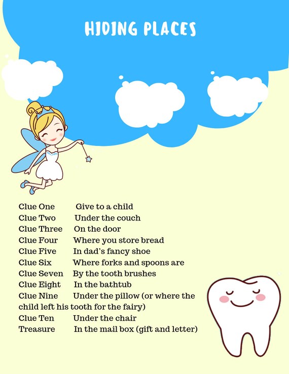 Tooth Fairy Present Scavenger Hunt Riddles Etsy