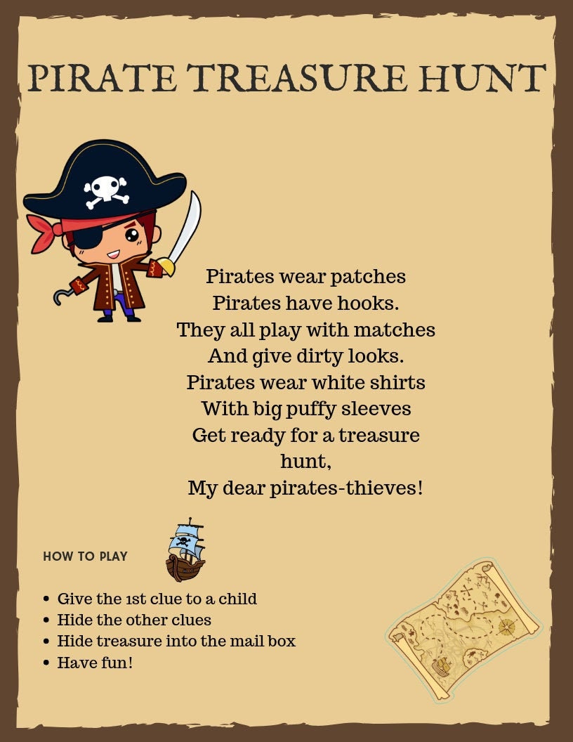 Pirate's Scavenger Hunt Riddles Etsy