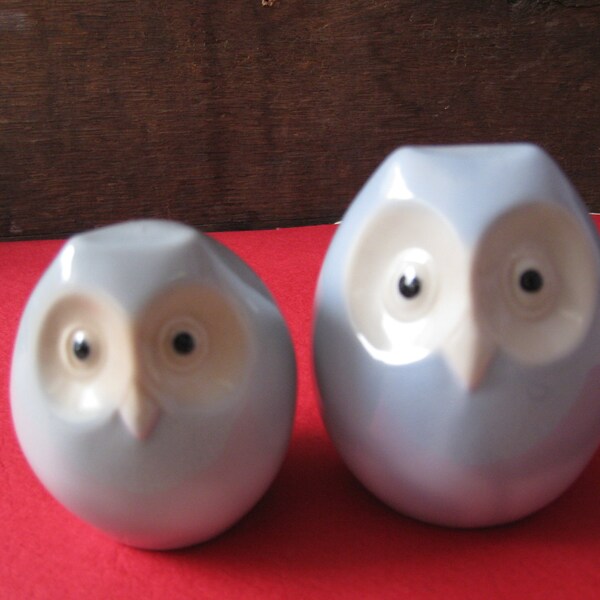 Little ceramic blue owls . Great for owl lovers, children's room, baby room...