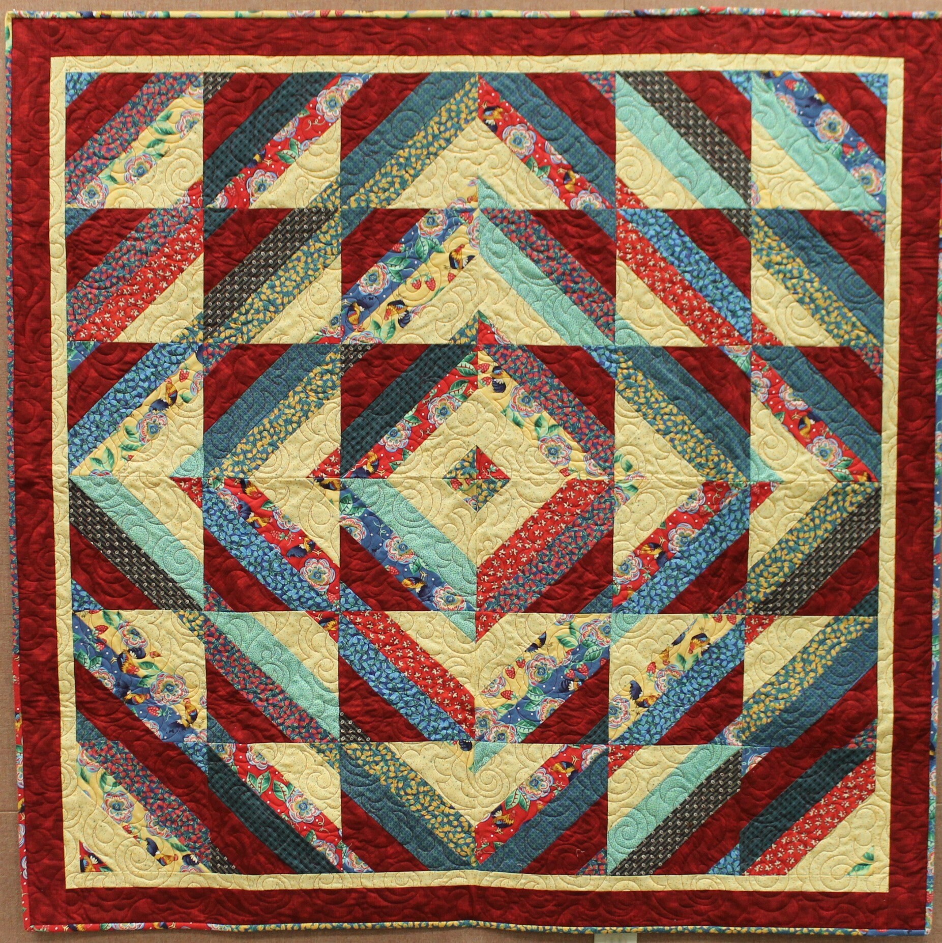 Geometric Red Rooster Quilt Etsy
