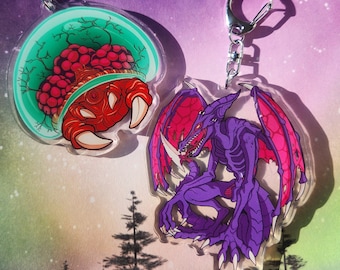 Colgantes acrílicos de 3 pulgadas inspirados en Metroid Ridley