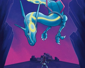 Impresión artística de Rayquaza de PKMN, 5,5 x 8,5
