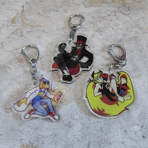 Villainous Black Hat Demencia Dr. Flug 2&quot; + 2.5&quot;  Acrylic Charms