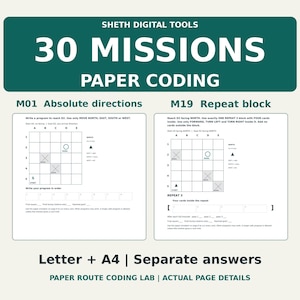 Unplugged Coding Worksheets: 30 Paper Route Missions with Sequencing and Debugging PDF