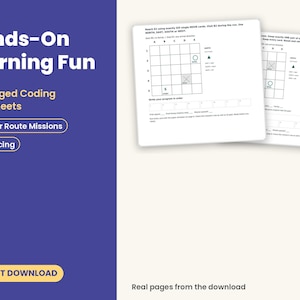 Unplugged Coding Worksheets for Kids | 30 Screen Free Sequencing and Debugging Missions | Computer Science STEM Printable PDF