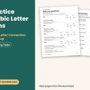Arabic Letter Connection Workshop: 36 Joining Tasks, Printable for Adult Beginners