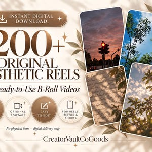Pack de plus de 200 Reels esthétiques sans visage | Vidéos B-roll originales pour Instagram, TikTok | Pack de contenu pour réseaux sociaux
