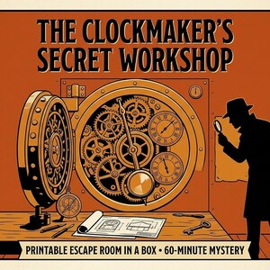 Clockmaker's Workshop Escape Room Kit, Brass Cipher Wheel, 60-Minute Mystery Game (Digital Download) image 1