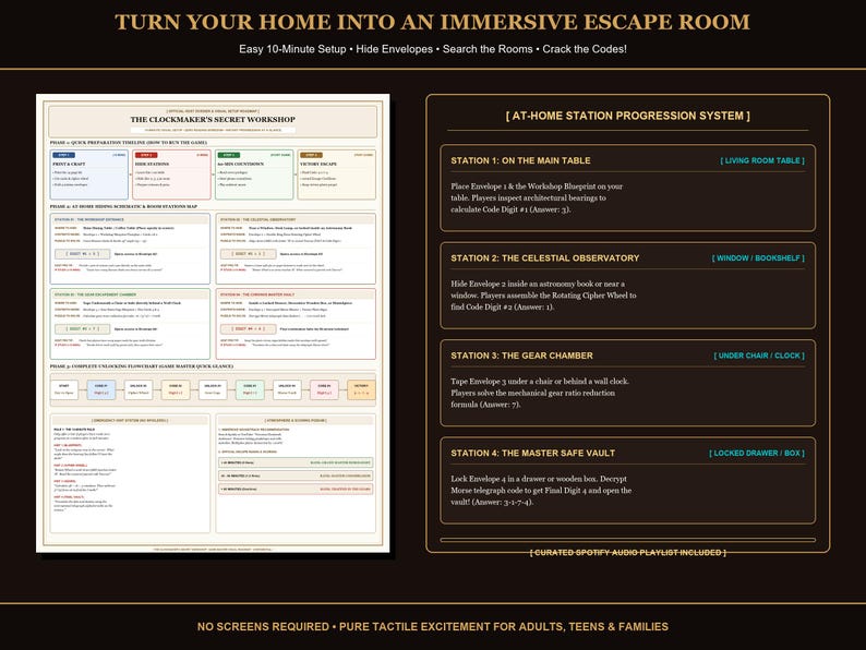 Clockmaker's Workshop Escape Room Kit, Brass Cipher Wheel, 60-Minute Mystery Game (Digital Download) image 3