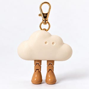 Cute Cloud Bag Charm with Dangling Boots, 3D Printed Keychain, Whimsical Purse Accessory, Backpack Charm, Gift for Her