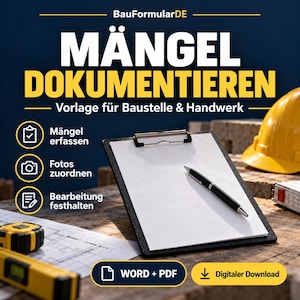 Documentation des défauts et photos – Modèle PDF et Word pour les chantiers de construction