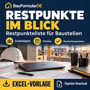 Restpunkteliste Excel – Fristen, Status & Dashboard für Baustellen